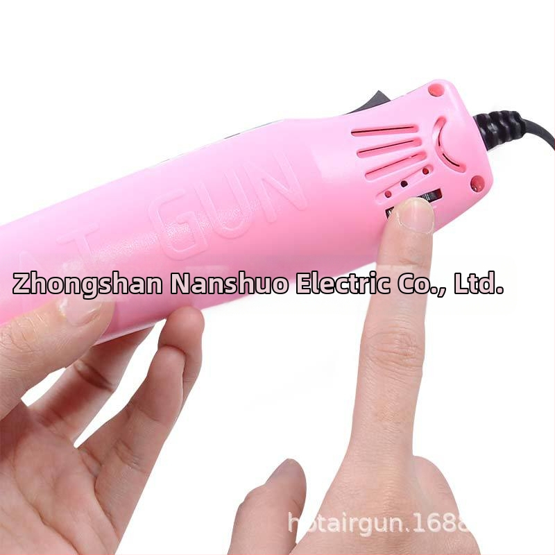 Teplovzdušná pištoľ s reguláciou teploty, 300W, mini, 220V, integrované vykurovanie a tvarovanie pre fóliu na zmršťovanie