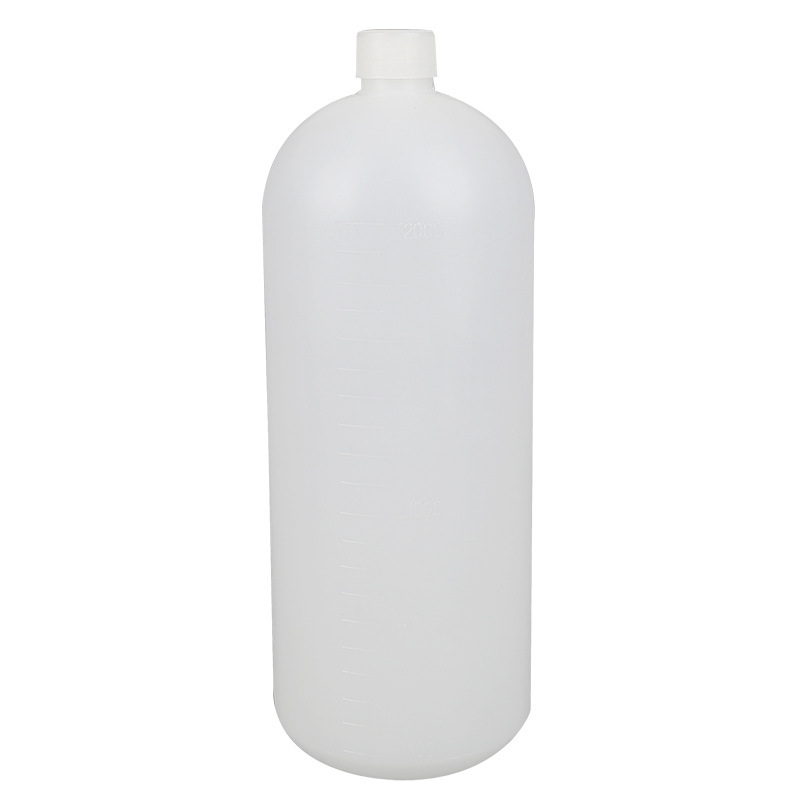 Kisnyakú műanyag üveg mérőskálával és belső kupakkal, 500/1000/2000 ml