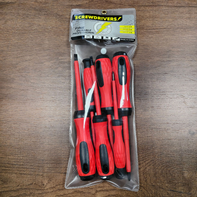 Set izolat de șurubelnițe pentru electricieni, 6 bucăți, Philips și capete plate, vârfuri magnetice puternice.