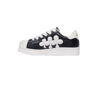 Shoot Brand–Weng Jie συνεργασία: Μαύρο-λευκό patchwork sneakers με αύξηση ύψους, ρετρό shell toe, για άνδρες και γυναίκες