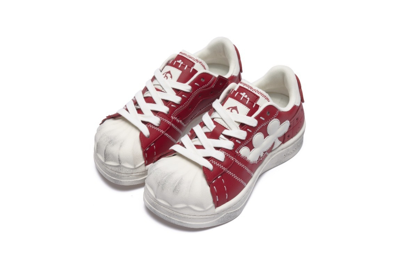Shoot Brand–Weng Jie συνεργασία: Μαύρο-λευκό patchwork sneakers με αύξηση ύψους, ρετρό shell toe, για άνδρες και γυναίκες