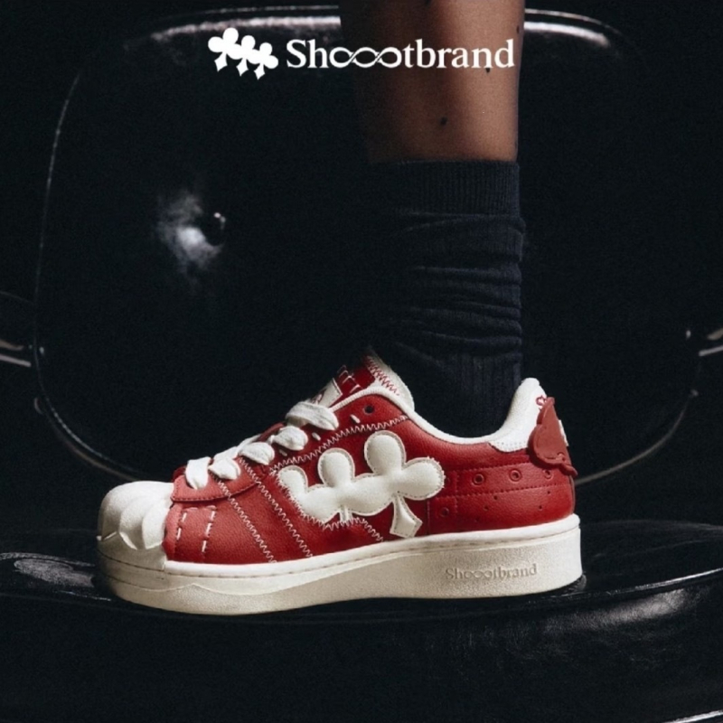 Shoot Brand–Weng Jie συνεργασία: Μαύρο-λευκό patchwork sneakers με αύξηση ύψους, ρετρό shell toe, για άνδρες και γυναίκες