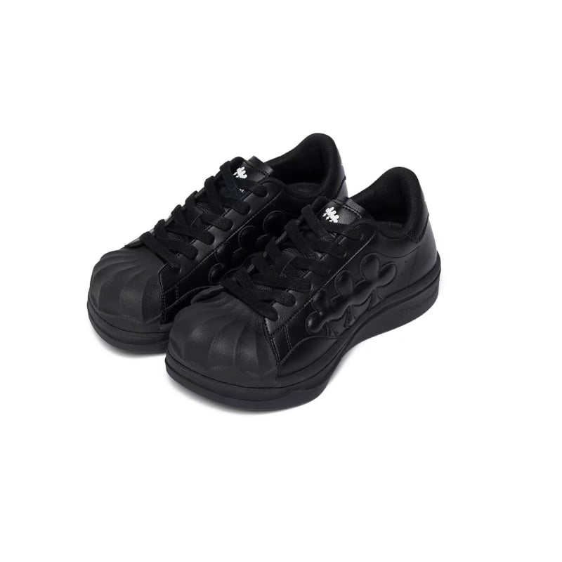 Shoot Brand–Weng Jie συνεργασία: Μαύρο-λευκό patchwork sneakers με αύξηση ύψους, ρετρό shell toe, για άνδρες και γυναίκες
