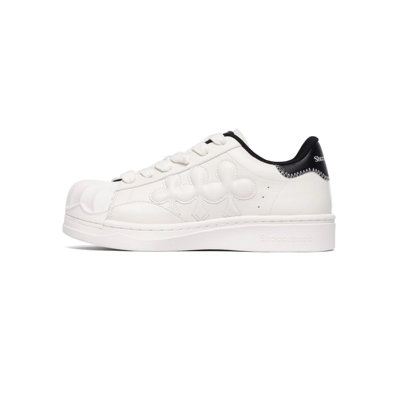 Shoot Brand–Weng Jie συνεργασία: Μαύρο-λευκό patchwork sneakers με αύξηση ύψους, ρετρό shell toe, για άνδρες και γυναίκες