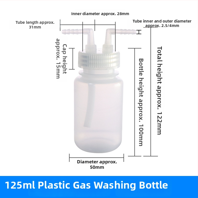 Polykarbonátové zariadenie na čistenie plynu a fľaša na zber plynu, 125/250/500/1000 ml