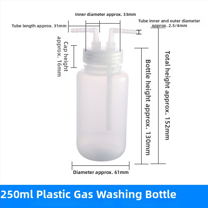 Polykarbonátové zariadenie na čistenie plynu a fľaša na zber plynu, 125/250/500/1000 ml