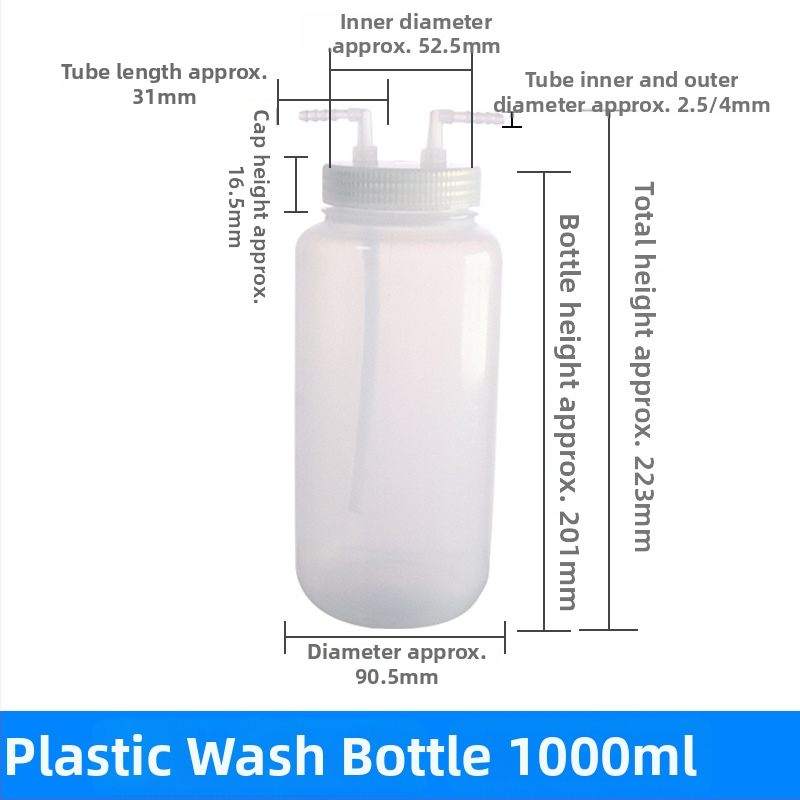 Polykarbonátové zariadenie na čistenie plynu a fľaša na zber plynu, 125/250/500/1000 ml