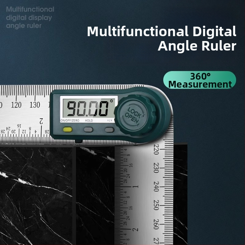 HEMUELE Digitálny uholomer z nerezovej ocele, vysokopresný elektronický protractor, 360°, viacfunkčný priemyselný uholomer