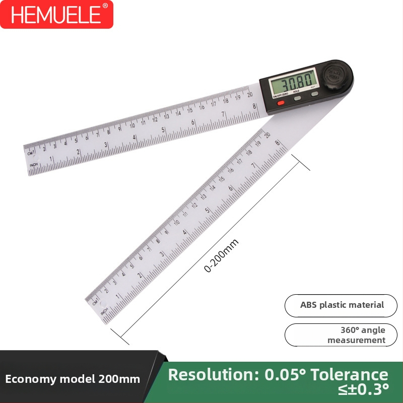 HEMUELE Digitálny uholomer z nerezovej ocele, vysokopresný elektronický protractor, 360°, viacfunkčný priemyselný uholomer