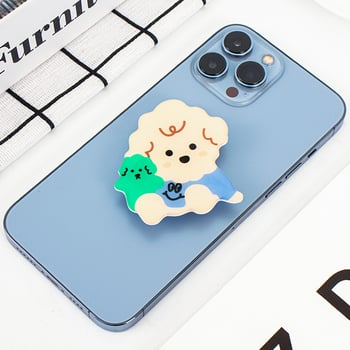 Áttetsző akrilből készült telefon-tartó medve alakú, karikatúra dizájn, teleszkóposan összecsukható