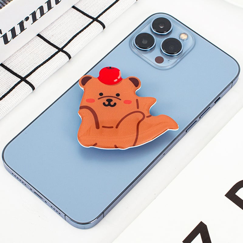Áttetsző akrilből készült telefon-tartó medve alakú, karikatúra dizájn, teleszkóposan összecsukható