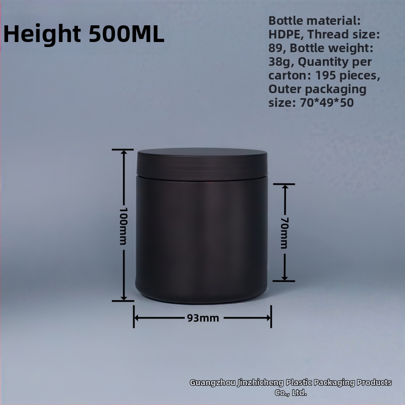 HDPE fekete fényálló széles nyakú palack, homokos felülettel, 250–1000 ml