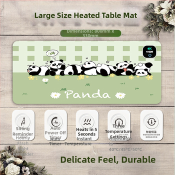Panda vyhrievacia podložka pod myš – nadmerná stolná podložka pre počítač, kanceláriu a hry, rozmery 60×30 cm, 80×30 cm alebo 90×40 cm