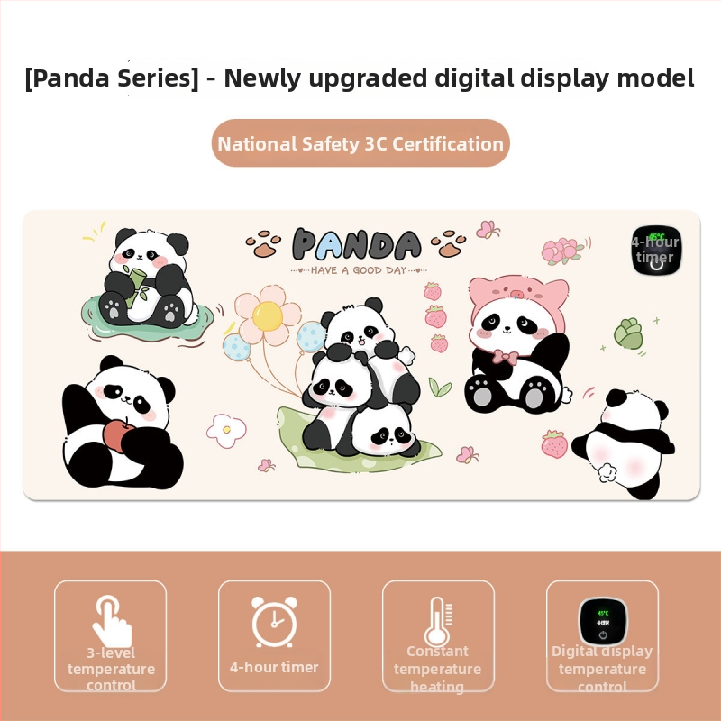 Panda vyhrievacia podložka pod myš – nadmerná stolná podložka pre počítač, kanceláriu a hry, rozmery 60×30 cm, 80×30 cm alebo 90×40 cm