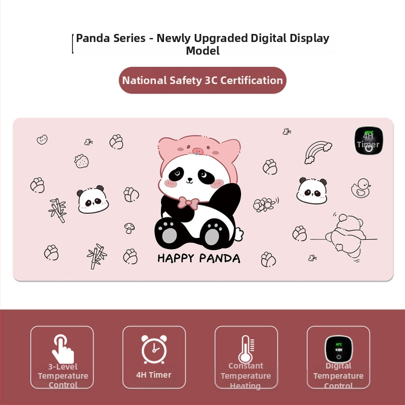 Panda vyhrievacia podložka pod myš – nadmerná stolná podložka pre počítač, kanceláriu a hry, rozmery 60×30 cm, 80×30 cm alebo 90×40 cm