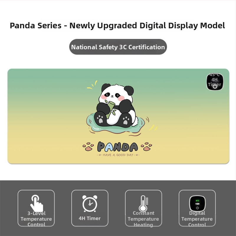 Panda vyhrievacia podložka pod myš – nadmerná stolná podložka pre počítač, kanceláriu a hry, rozmery 60×30 cm, 80×30 cm alebo 90×40 cm