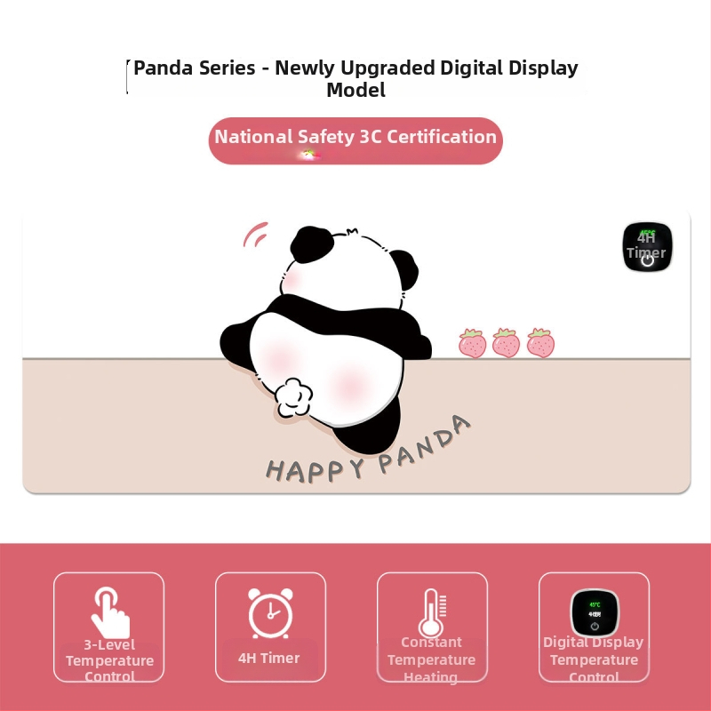 Panda vyhrievacia podložka pod myš – nadmerná stolná podložka pre počítač, kanceláriu a hry, rozmery 60×30 cm, 80×30 cm alebo 90×40 cm