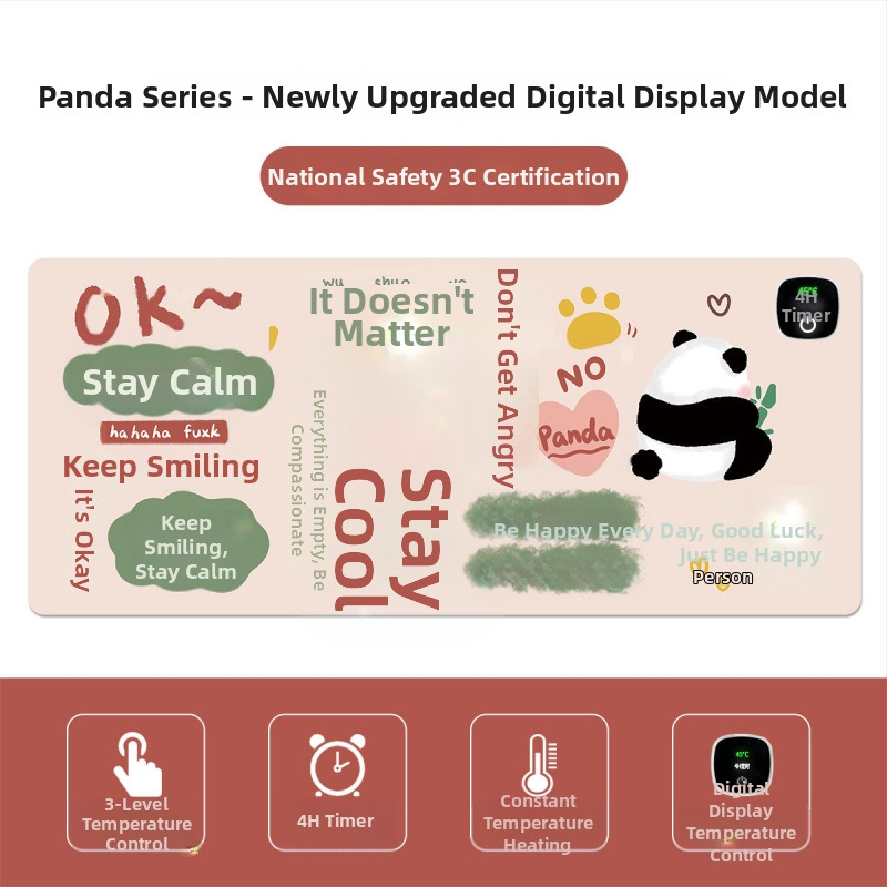Panda vyhrievacia podložka pod myš – nadmerná stolná podložka pre počítač, kanceláriu a hry, rozmery 60×30 cm, 80×30 cm alebo 90×40 cm