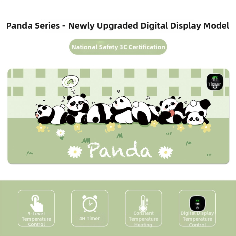 Panda vyhrievacia podložka pod myš – nadmerná stolná podložka pre počítač, kanceláriu a hry, rozmery 60×30 cm, 80×30 cm alebo 90×40 cm