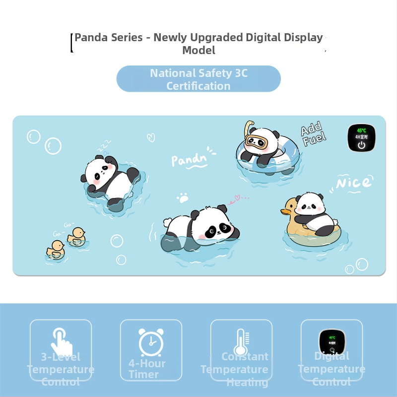 Panda vyhrievacia podložka pod myš – nadmerná stolná podložka pre počítač, kanceláriu a hry, rozmery 60×30 cm, 80×30 cm alebo 90×40 cm