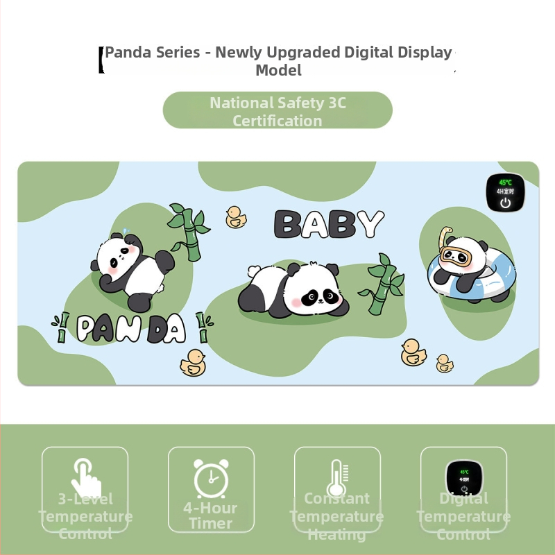 Panda vyhrievacia podložka pod myš – nadmerná stolná podložka pre počítač, kanceláriu a hry, rozmery 60×30 cm, 80×30 cm alebo 90×40 cm