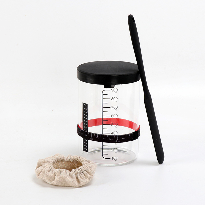 Staklena posuda za fermentaciju otporna na visoke temperature, s poklopcem i mjernom skalom, 800–1000 ml, za kulturu kvasaca