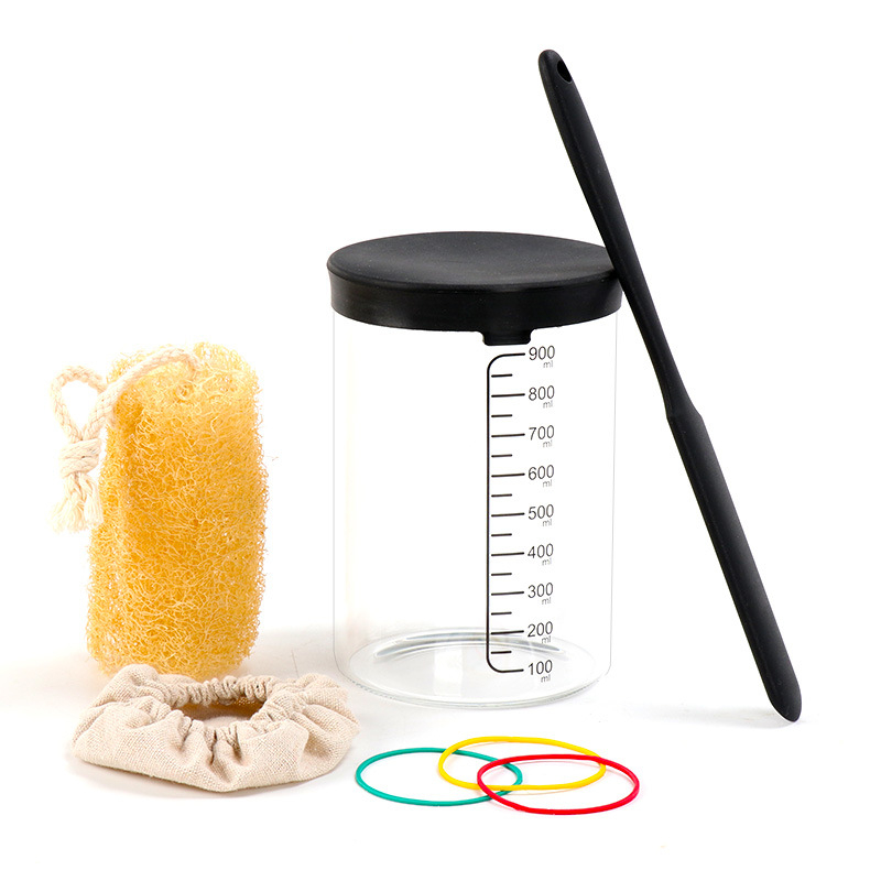 Staklena posuda za fermentaciju otporna na visoke temperature, s poklopcem i mjernom skalom, 800–1000 ml, za kulturu kvasaca