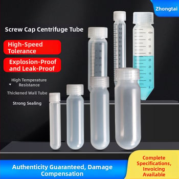 Priehľadné centrifugálne trubice so skrutkovacím uzáverom, objemy 10 ml, 16 ml, 28 ml, 30 ml a 50 ml, uzáver proti únikom