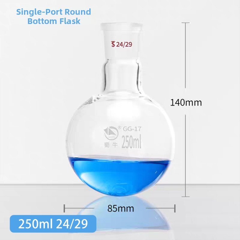 2000 ml jednopútnová guľová fľaša na destiláciu s hrubším sklom a plochým dnom, štandardný otvor, reakčné umývacie fľaše, laboratórna pohárka