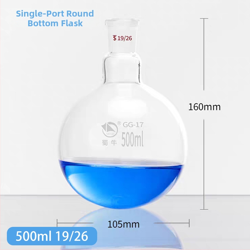 2000 ml jednopútnová guľová fľaša na destiláciu s hrubším sklom a plochým dnom, štandardný otvor, reakčné umývacie fľaše, laboratórna pohárka