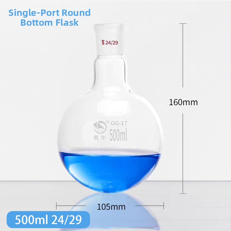 2000 ml jednopútnová guľová fľaša na destiláciu s hrubším sklom a plochým dnom, štandardný otvor, reakčné umývacie fľaše, laboratórna pohárka