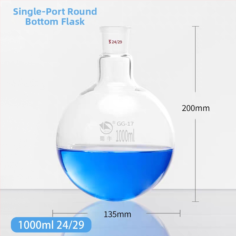 2000 ml jednopútnová guľová fľaša na destiláciu s hrubším sklom a plochým dnom, štandardný otvor, reakčné umývacie fľaše, laboratórna pohárka