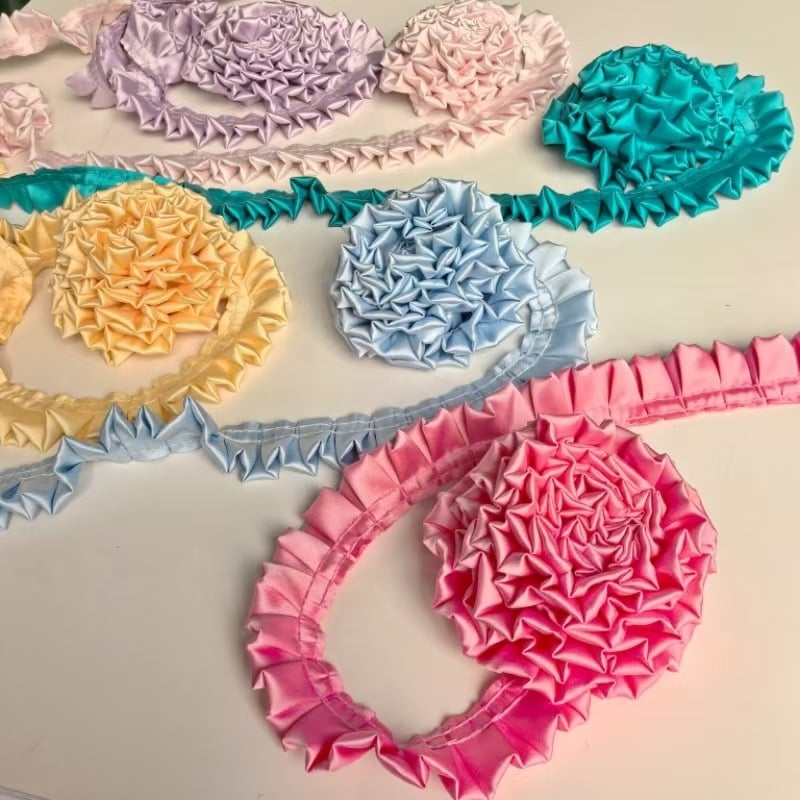 3 cm dvostruko složena I-obliku plisirana mat satenska čipka za DIY dječja odjeća, rub haljine i dodaci za kosu