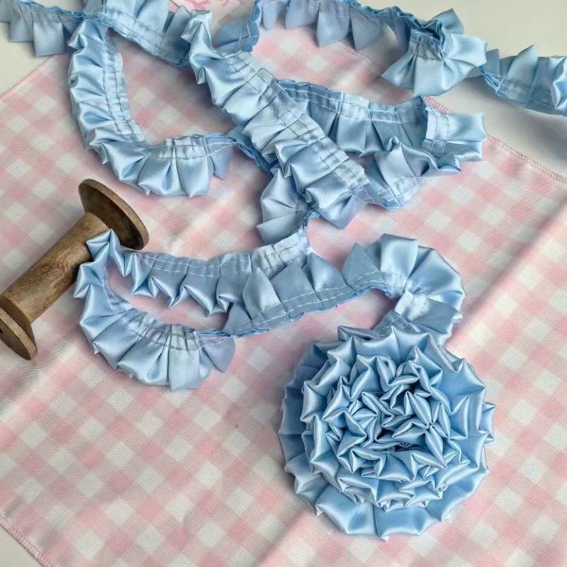 3 cm dvostruko složena I-obliku plisirana mat satenska čipka za DIY dječja odjeća, rub haljine i dodaci za kosu