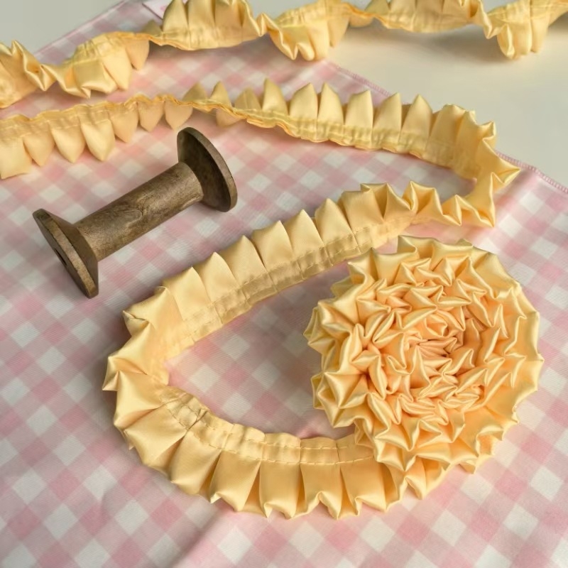 3 cm dvostruko složena I-obliku plisirana mat satenska čipka za DIY dječja odjeća, rub haljine i dodaci za kosu