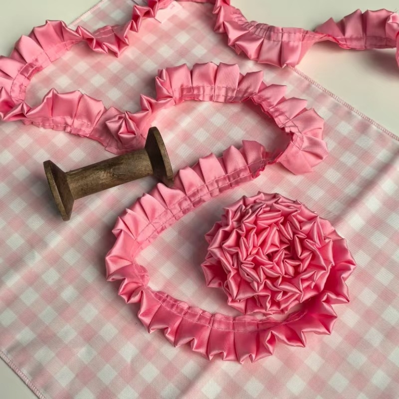 3 cm dvostruko složena I-obliku plisirana mat satenska čipka za DIY dječja odjeća, rub haljine i dodaci za kosu