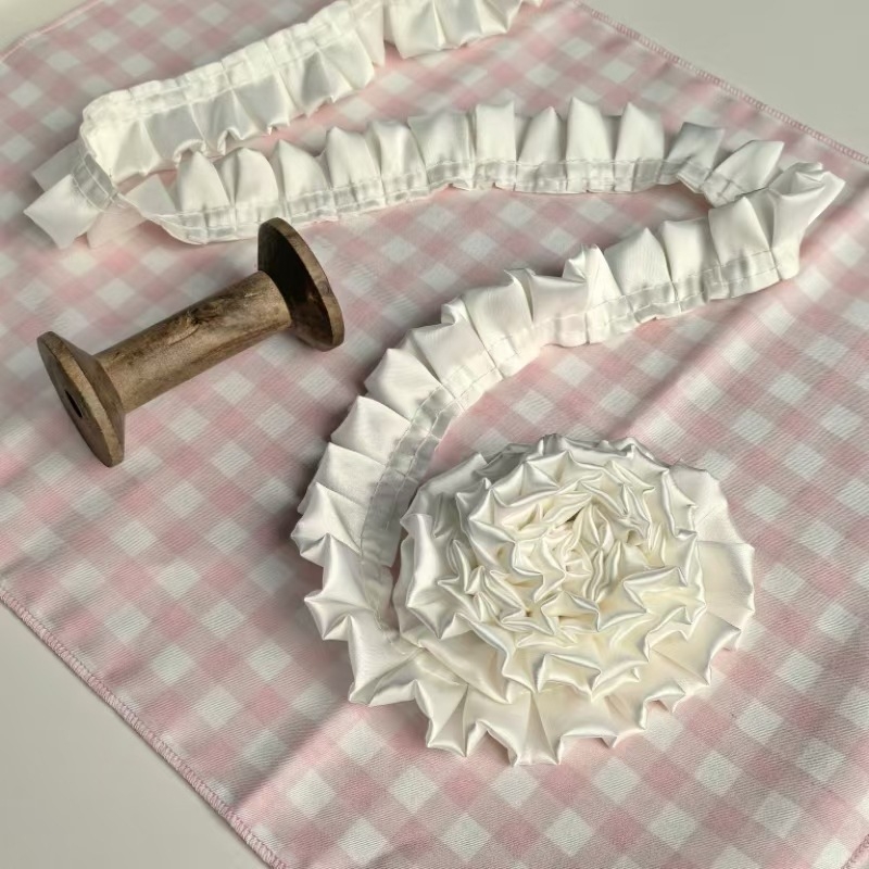 3 cm dvostruko složena I-obliku plisirana mat satenska čipka za DIY dječja odjeća, rub haljine i dodaci za kosu