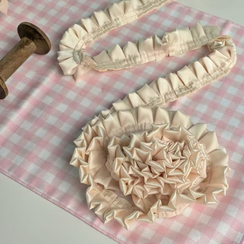 3 cm dvostruko složena I-obliku plisirana mat satenska čipka za DIY dječja odjeća, rub haljine i dodaci za kosu