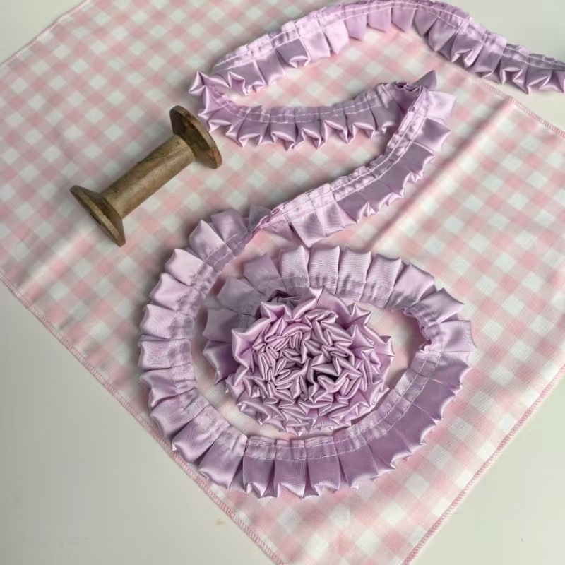 3 cm dvostruko složena I-obliku plisirana mat satenska čipka za DIY dječja odjeća, rub haljine i dodaci za kosu