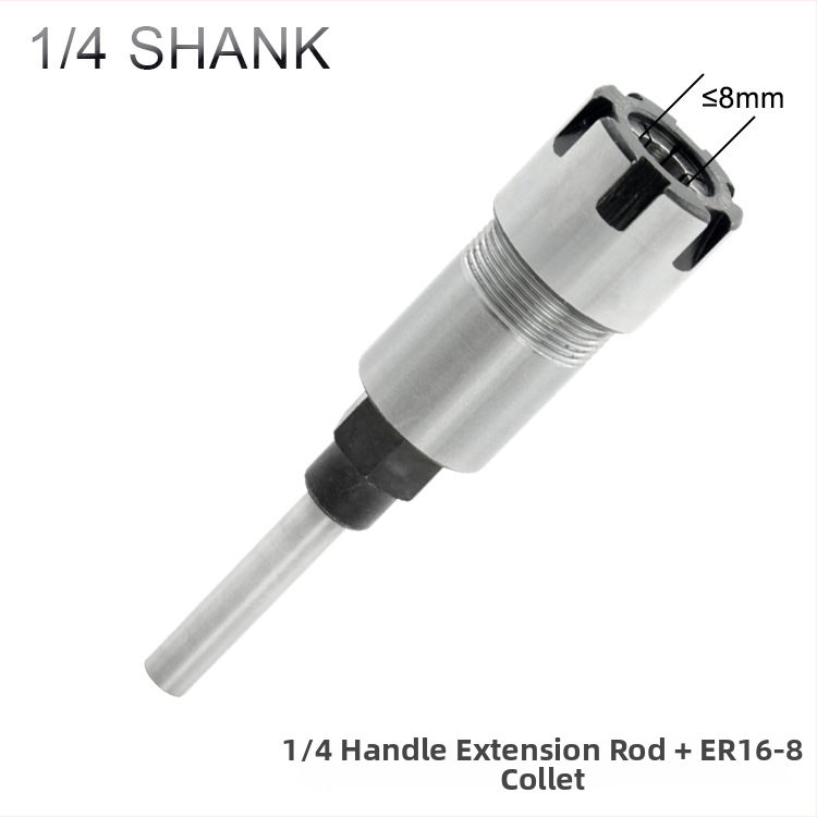Predĺovacia tyč frézy pre ER kolík, 1/4" a 8 mm hriadeľ, 6 drážok, pre gravírovanie a spracovanie dreva