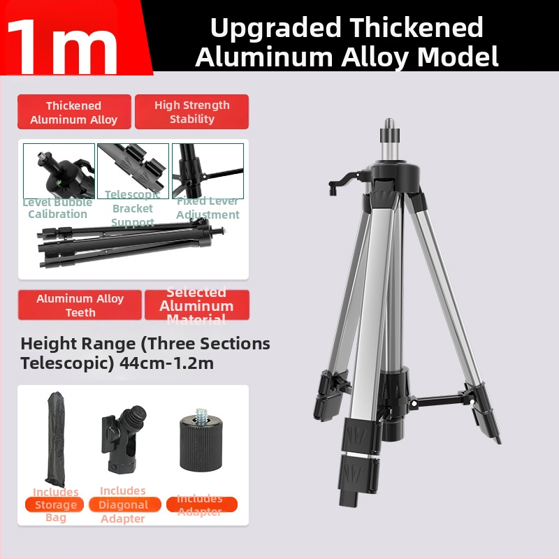 Teleskopický tripod pre niveliáciu so vysúvacou tyčou, držiak pre laserový nivelačný prístroj a infračervená podpora