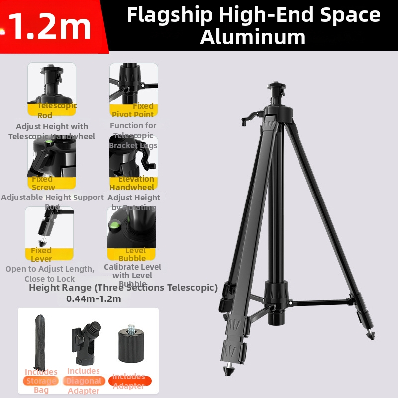 Teleskopický tripod pre niveliáciu so vysúvacou tyčou, držiak pre laserový nivelačný prístroj a infračervená podpora