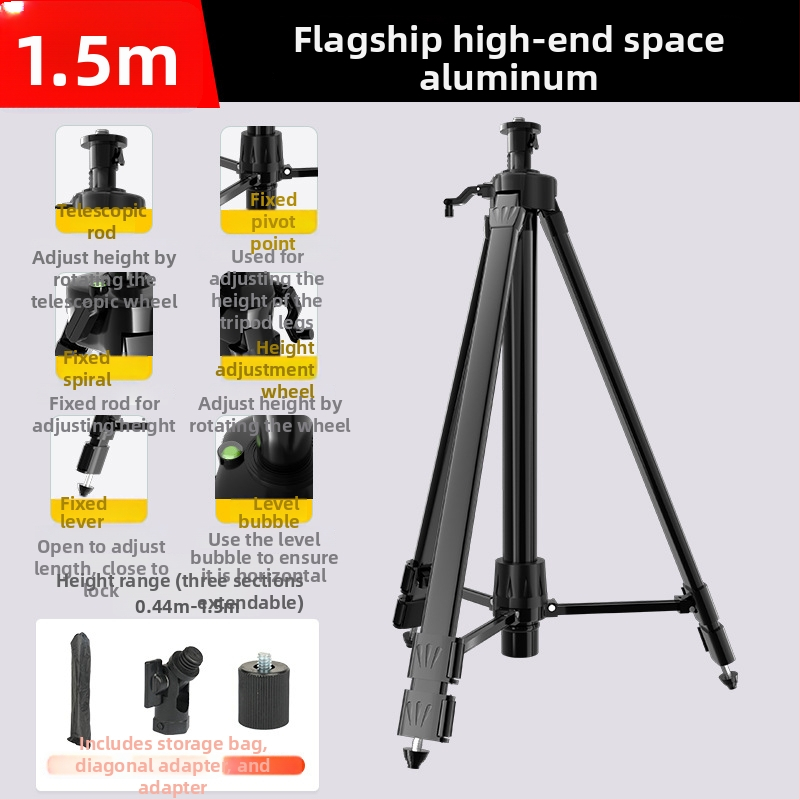 Teleskopický tripod pre niveliáciu so vysúvacou tyčou, držiak pre laserový nivelačný prístroj a infračervená podpora