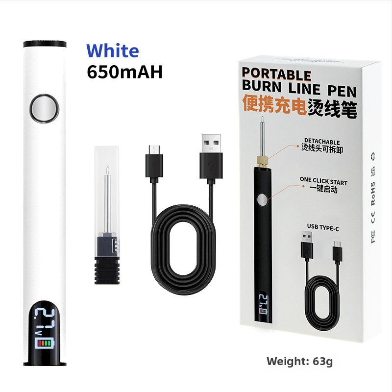 Prenosné USB spájkovacie pero s digitálnym displejom, rozhranie 510, tri nastaviteľné úrovne napätia, 650 mAh, s hrotom na spájkovanie v čiernej, bielej, oranžovej, fialovej a červenej farbe