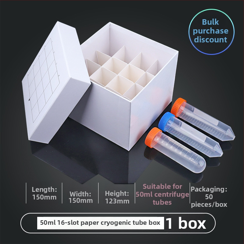 81‑pozícií papierová kriobox s vekom, vodotesná, pre centrifugové skúmavky 5 ml, 1.8 ml, 1.5 ml a 2 ml.