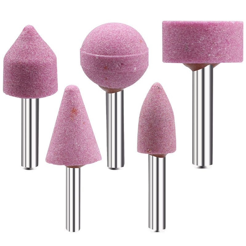 Set cilindričnih glava za brušenje s držačem od 6 mm, crveni korund, za brušenje nefrita i metala, set malih glava