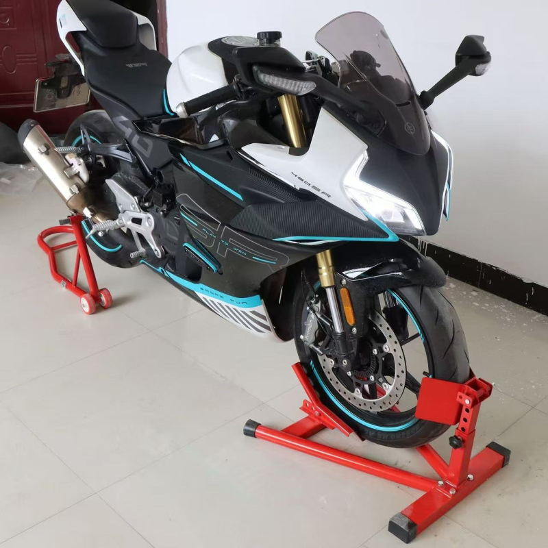 Prilagođeni stalak za parkiranje prednjeg kotača motocikla – održavanje, popravak, čišćenje, držač za lanac i limiter.