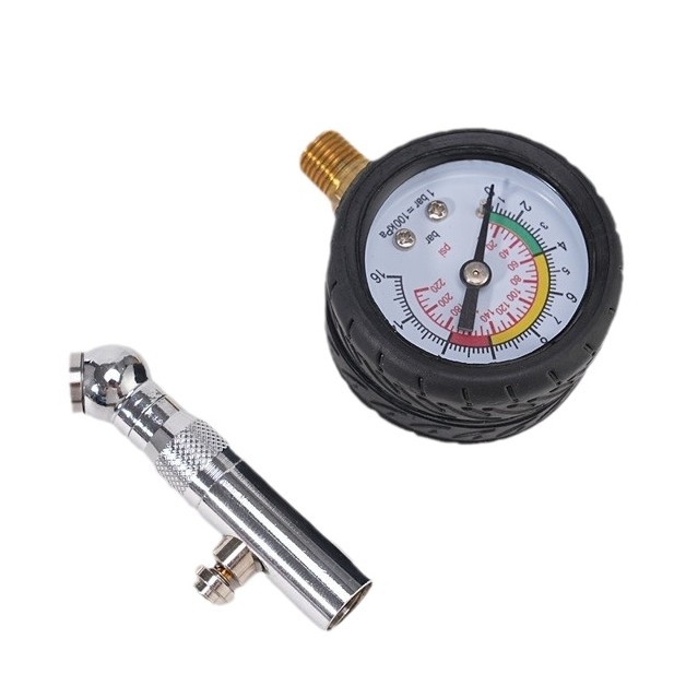 Mengnan Y40 Vysoko presný mechanický tlakomer na pneumatiky, kovový, nerezová oceľ, rozsah 0–60 psi