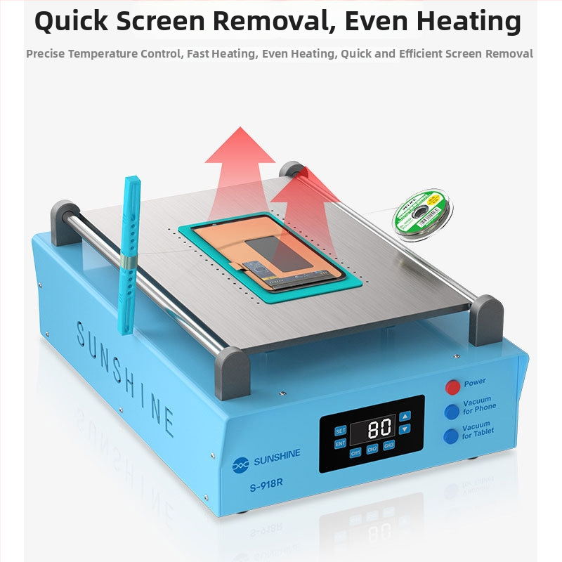 Xinxun Tools 918R – dvostruka zračna pumpa, separator ravnih zaslona za popravak mobitela, radna ploča za uklanjanje zaslona uz grijanje konstantne temperature