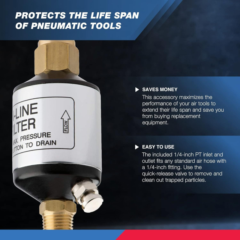 Razdjelnik vode i ulja za zračnu cijev | 1/4" NPT ulaz/izlaz | 150 psi | kompresor zraka